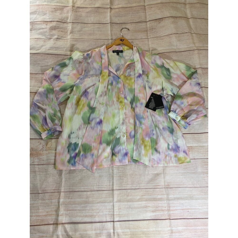 NWT Eloquii Women's Plus Size Printed High Neck Blouse - 24 - Picture 5 of 13